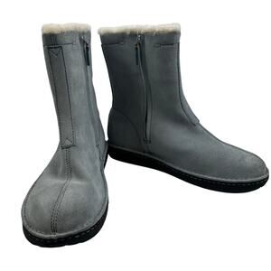 Polo Sport Light Blue Suede Sherpa Lined Rubber Sole Winter Boots Women's Size 8